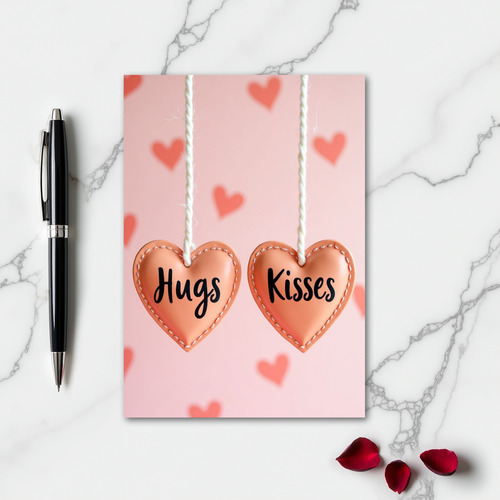 Sweet Hugs Kisses Peach Hearts Card