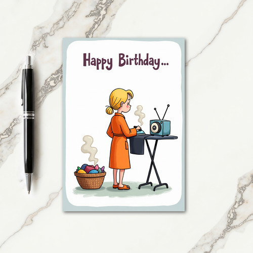 Sweet Ironing Lady Birthday Card