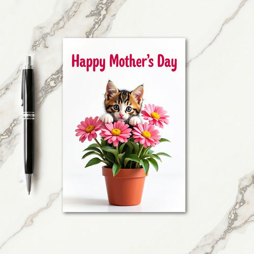 Sweet Kitten Floral Mothers Card