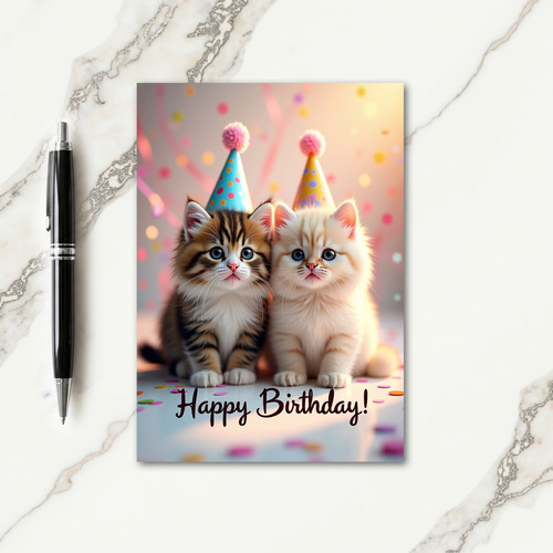 Sweet Kitten Party Hat Card