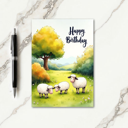 Sweet Lambs Birthday Card