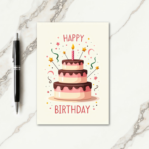 Sweet Layered Cake Birthday Card