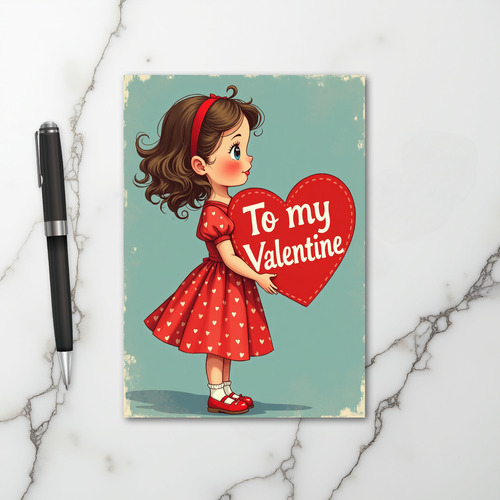 Sweet Little Valentine Girl Card
