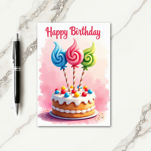 Sweet Lollipop Birthday Card