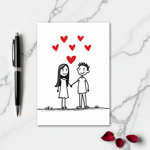 Sweet Loving Couple Hearts Card