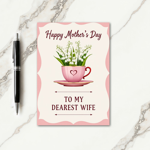 Sweet Mom Floral Heart Teacup Card
