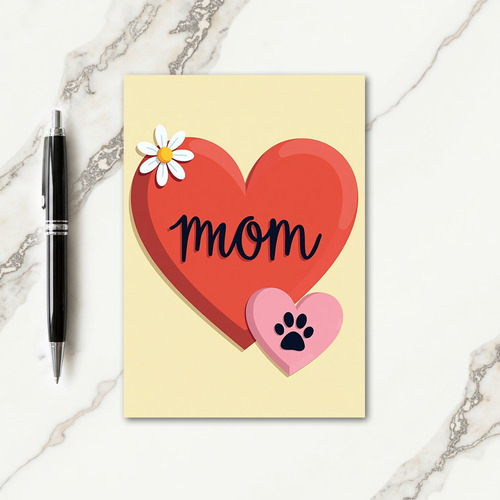 Sweet Mom Heart And Paw Card