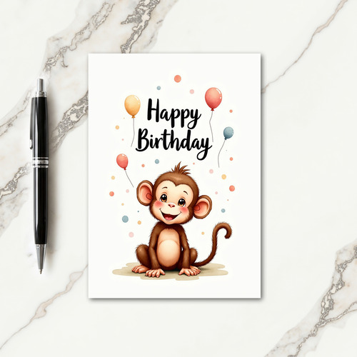 Sweet Monkey Illustration Card