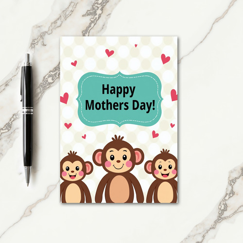 Sweet Monkey Mothers Day Card