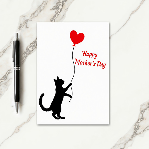 Sweet Mothers Day Balloon Cat Card