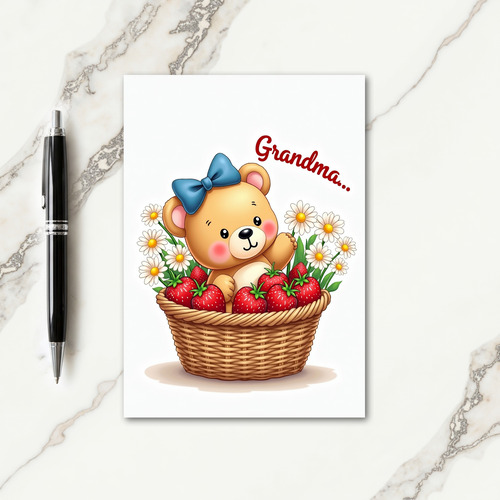 Sweet Mothers Day Bear In Basket Card