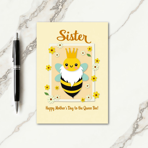 Sweet Mothers Day Bee Illustration Card