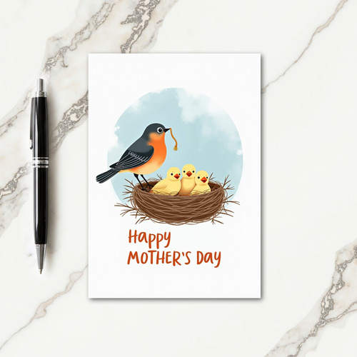 Sweet Mothers Day Bird Family Card