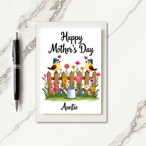 Sweet Mothers Day Birds Auntie Card