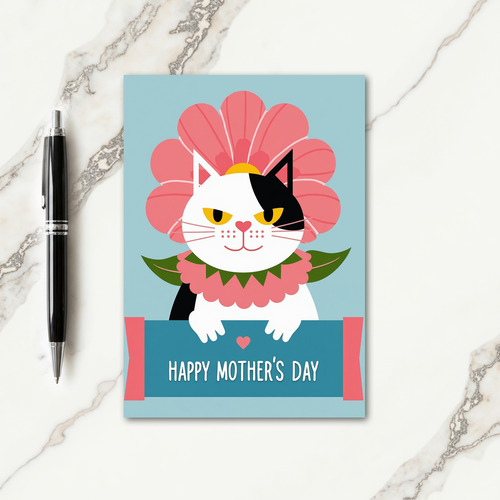 Sweet Mothers Day Blossom Cat Card