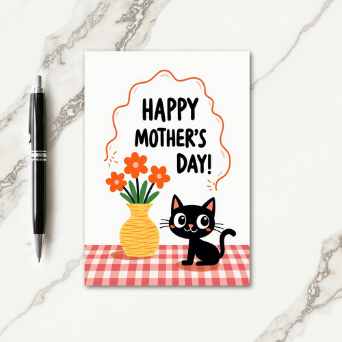 Sweet Mothers Day Bouquet Cat Card