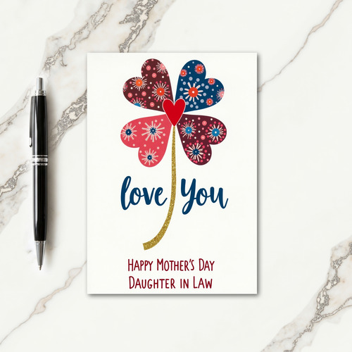 Sweet Mothers Day Clover Heart Card