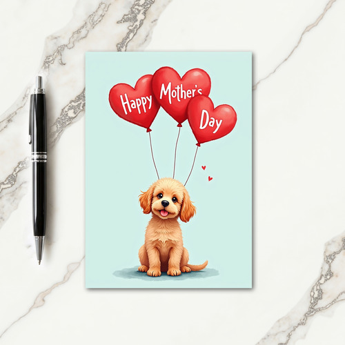 Sweet Mothers Day Dog Balloons Card