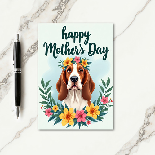 Sweet Mothers Day Dog Floral Card