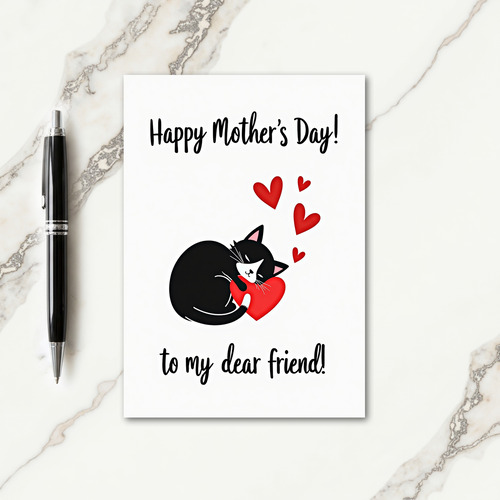 Sweet Mothers Day Feline Heart Card