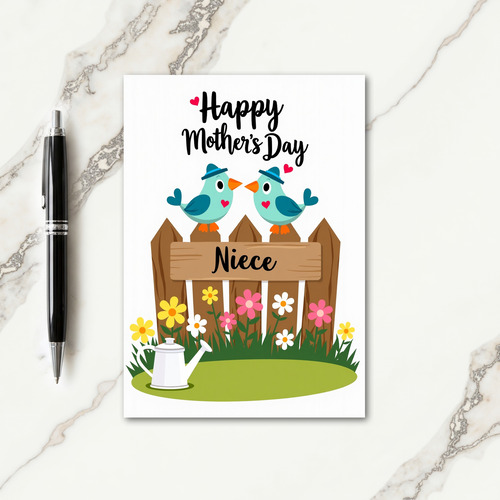 Sweet Mothers Day Fence Bird Card