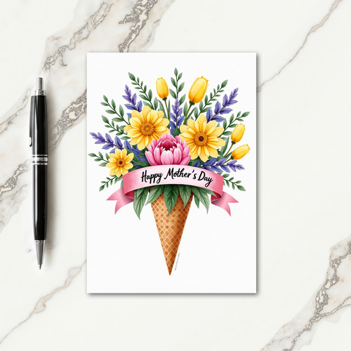 Sweet Mothers Day Floral Cone Card