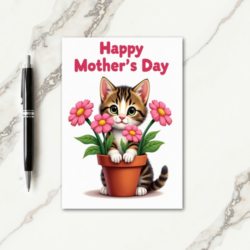 Sweet Mothers Day Floral Feline Card