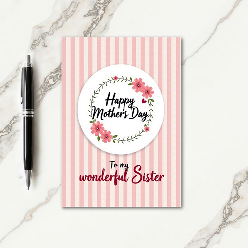 Sweet Mothers Day Floral Wreath Card