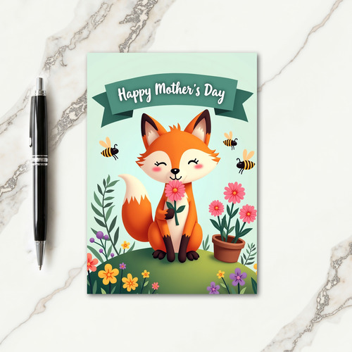 Sweet Mothers Day Fox Art Card