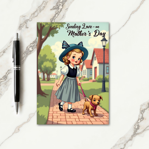 Sweet Mothers Day Girl And Puppy Card