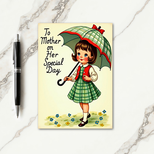 Sweet Mothers Day Girl Art Card