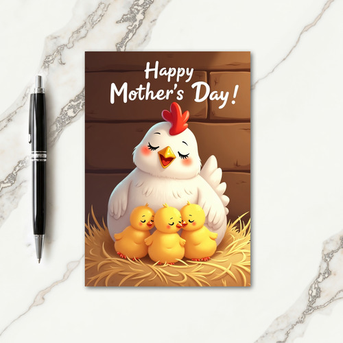 Sweet Mothers Day Hen And Chicks Card