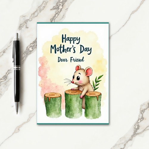 Sweet Mothers Day Mouse Peeking Card