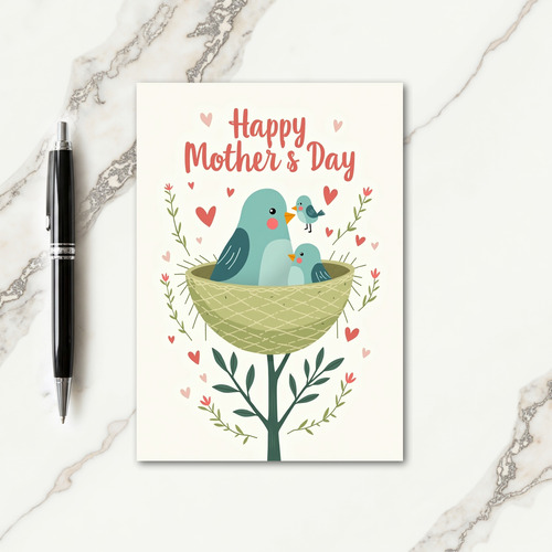 Sweet Mothers Day Nestling Bird Card