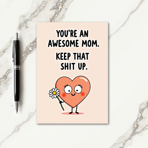 Sweet Mothers Day Peach Heart Card