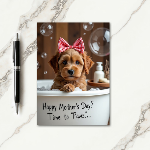 Sweet Mothers Day Puppy Bath Card