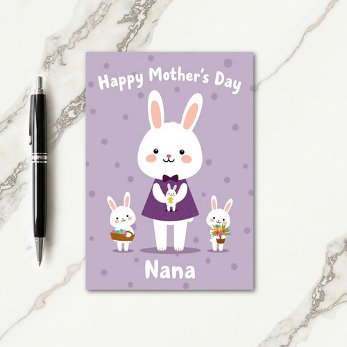 Sweet Mothers Day Rabbit Family Card