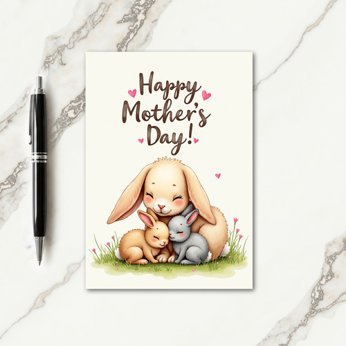 Sweet Mothers Day Rabbits Card