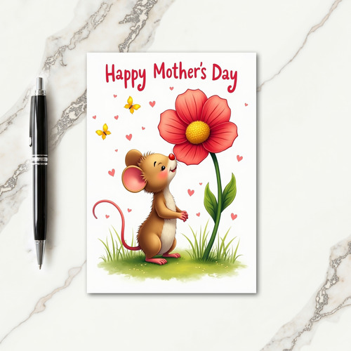 Sweet Mothers Day Rodent Flower Card