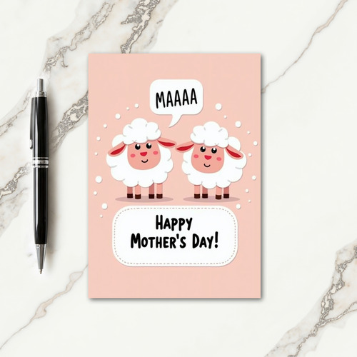 Sweet Mothers Day Sheep Art Card