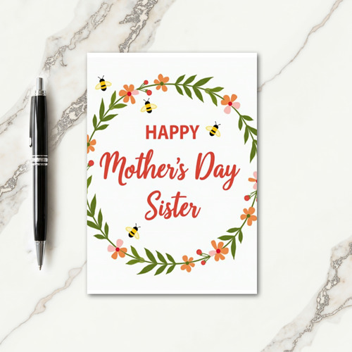 Sweet Mothers Day Sister Wreath Card