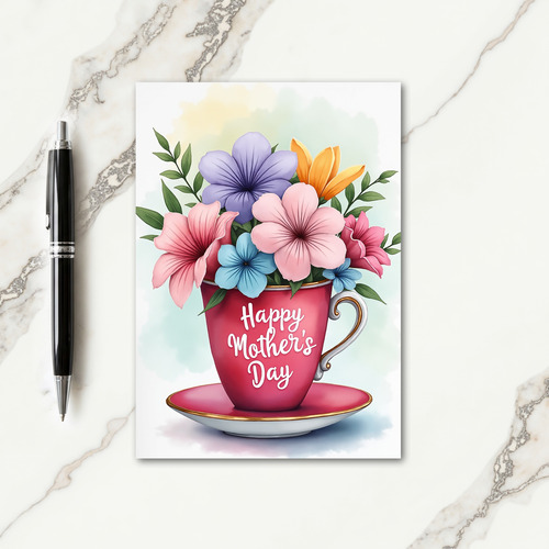 Sweet Mothers Day Teacup Bouquet Card