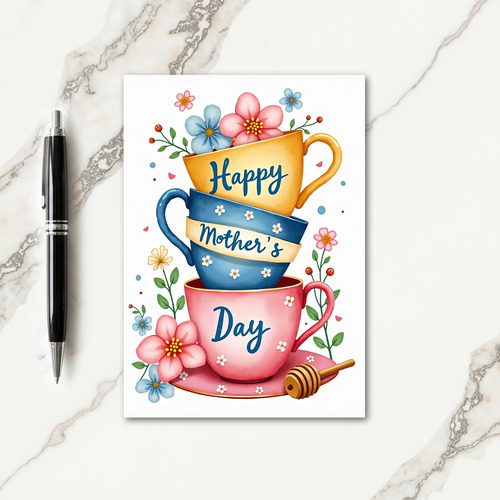 Sweet Mothers Day Teacups Card