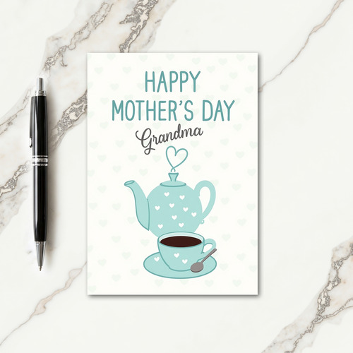 Sweet Mothers Day Teal Tea Card