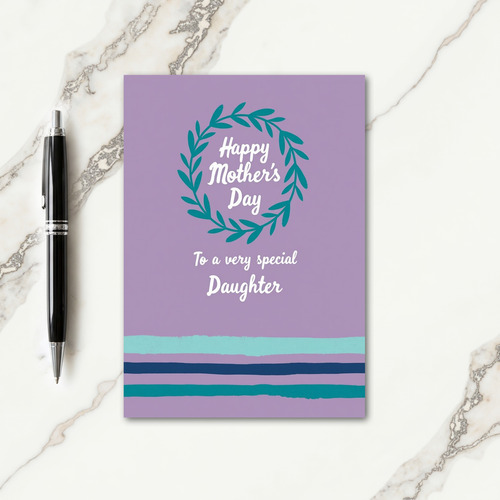 Sweet Mothers Day Teal Wreath Card