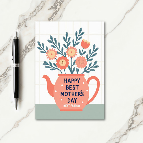 Sweet Mothers Day Teapot Bouquet Card