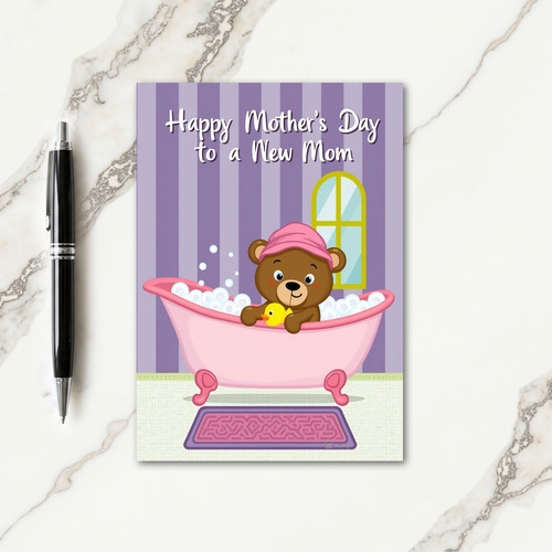 Sweet New Mom Bear Bath Card