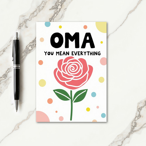 Sweet Oma Rose Illustration Card
