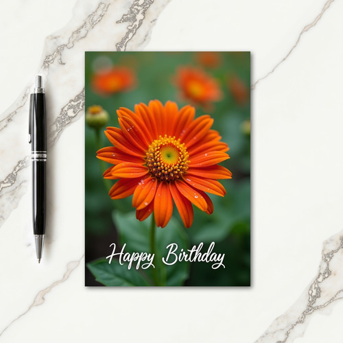 Sweet Orange Bloom Birthday Card