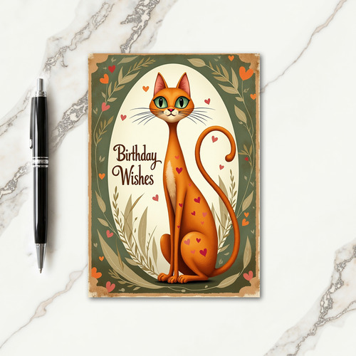 Sweet Orange Cat Birthday Card